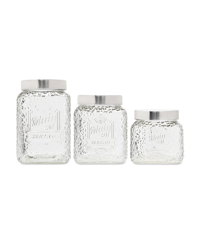 American Atelier Main St Hammered Glass Canisters Set 3 Piece