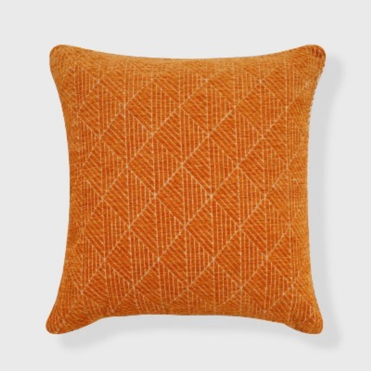 18x18 Geometric Chenille Woven Jacquard Reversible Square Throw Pillow Orange - freshmint