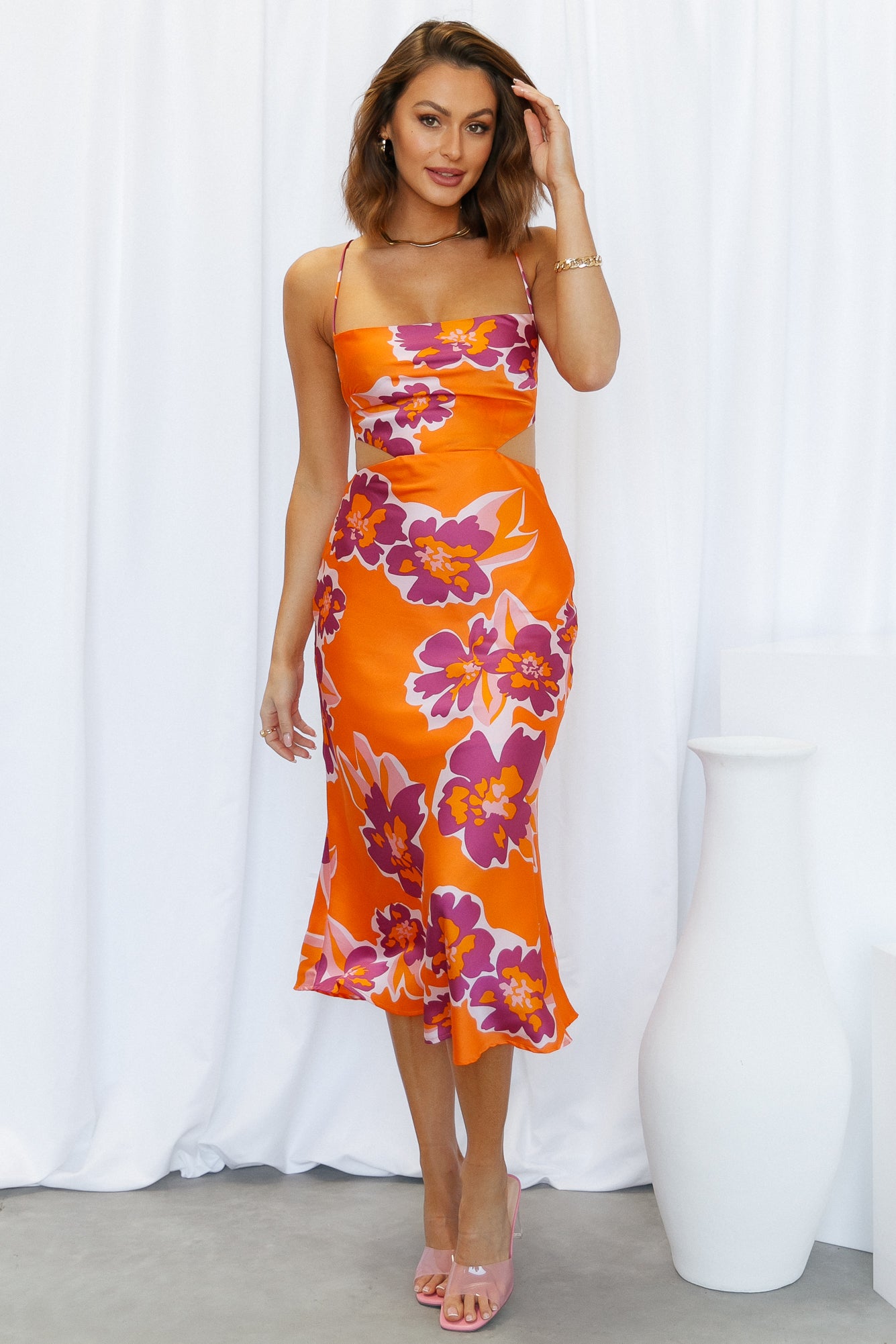 Flower Picking Maxi Dress Orange