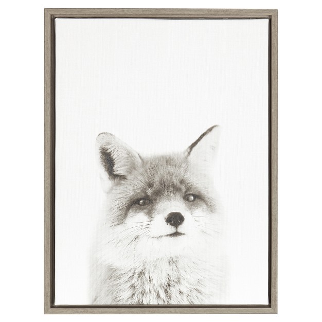 Fox Framed Kids x27 Canvas Art Gray 24 quot x18 quot Uniek