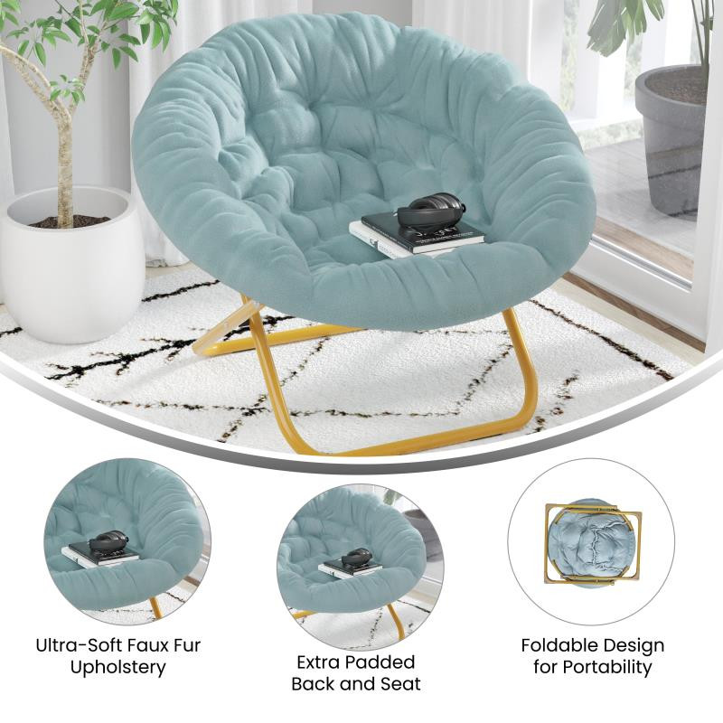 Gwen 38 quotOversize Faux Fur Folding Saucer Moon Chair   Contemporary   Armchairs And Accent Chairs   by clickhere2shop  Houzz