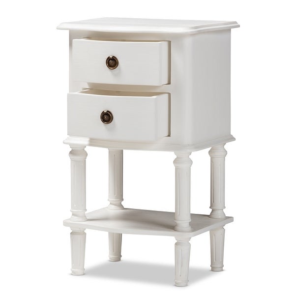 Audrey Country Cottage Farmhouse White Finished 2-Drawer Nightstand - - 35142791