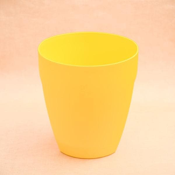 11 inch (28 cm) Balcony Railing Round Plastic Planter (Yellow)