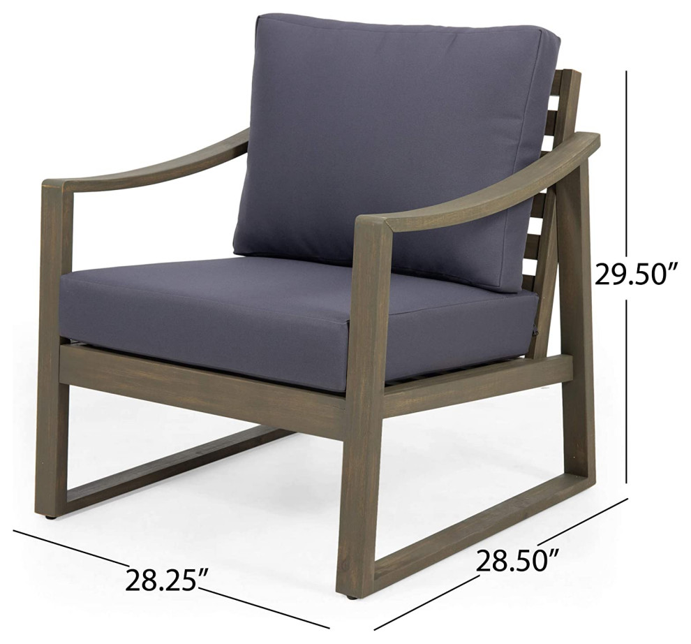 Set of 2 Patio Lounge Chair  Acacia Wood Frame and Cushioned Seat   Transitional   Outdoor Lounge Chairs   by Decor Love  Houzz