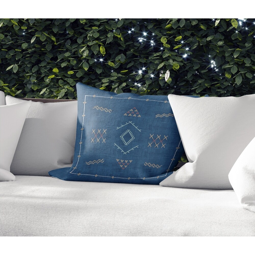 MARRAKESH KILIM INDIGO IndoorOutdoor Pillow By Kavka Designs   18X18