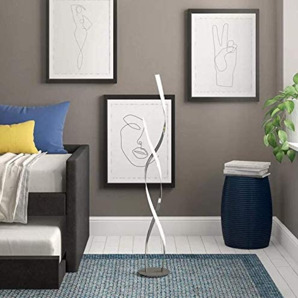 Britalia 880200 Satin Nickel LED Double Twist Modern Floor Lamp 126cm