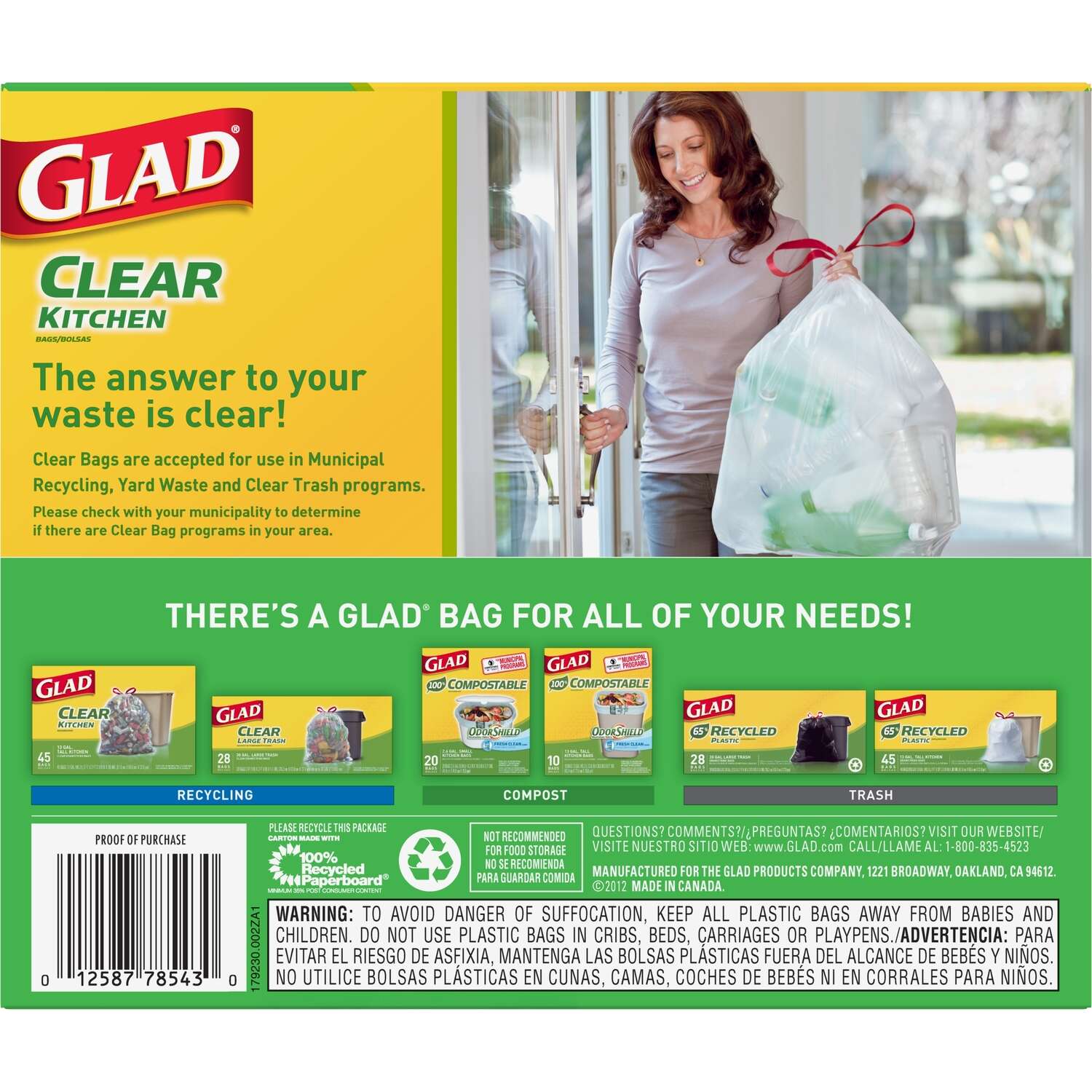 Glad 13 gal Tall Kitchen Bags Drawstring 45 pk 0.9 mil