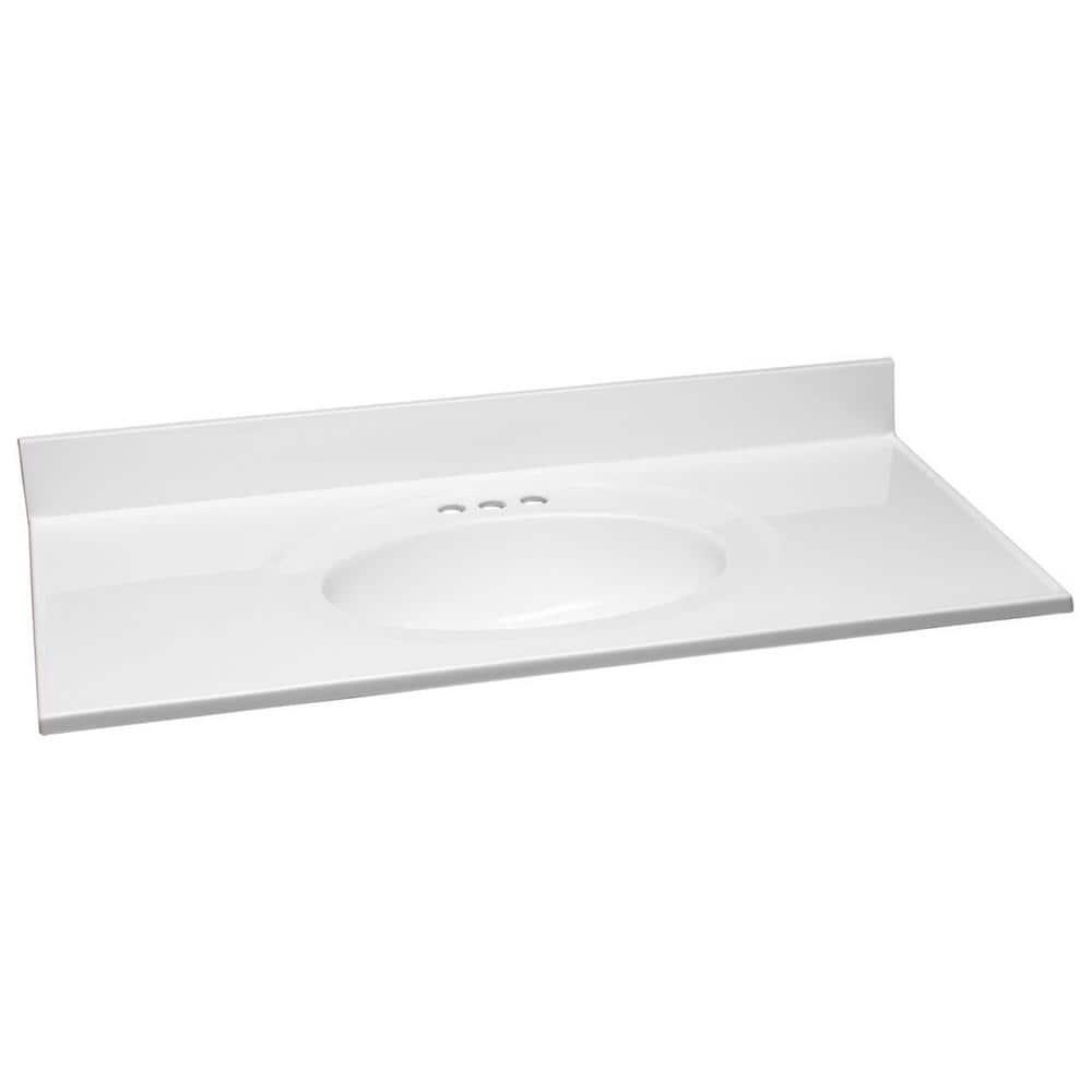 Design House 43 in W x 22 in D Cultured Marble Vanity Top in Solid White with Solid White Basin and 4 in Faucet Spread