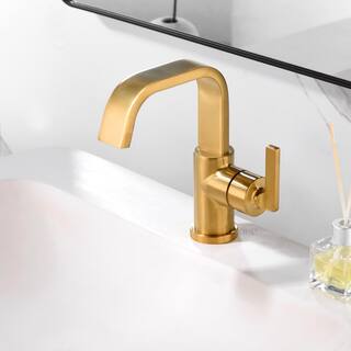 LUXIER Single Hole Single-Handle Bathroom Faucet with drain in Brushed Gold BSH14-SG