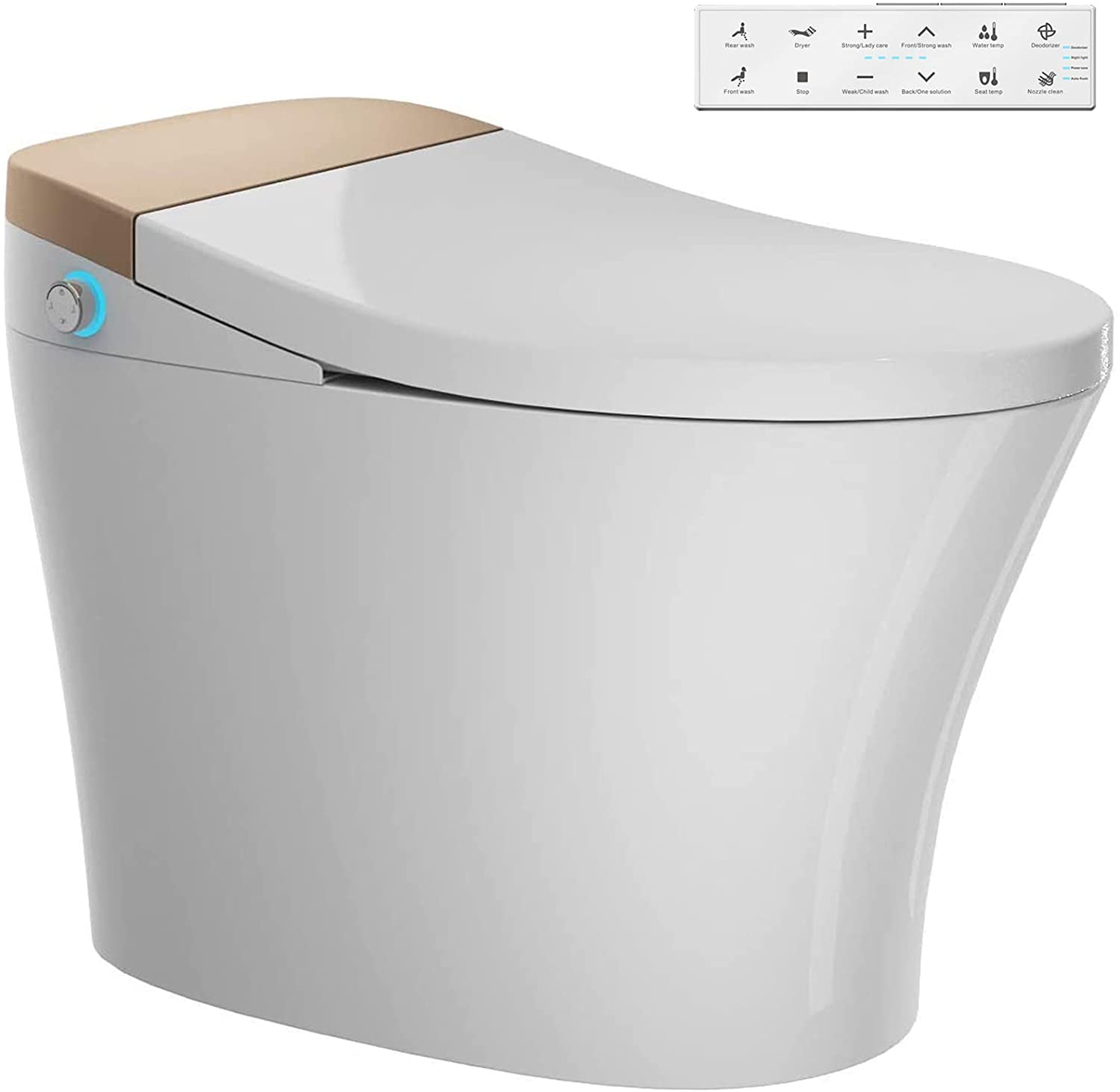 COSVALVE Intelligent Smart Toilet Auto Flush Heated Seat with Integrated Multi Function Remote Control