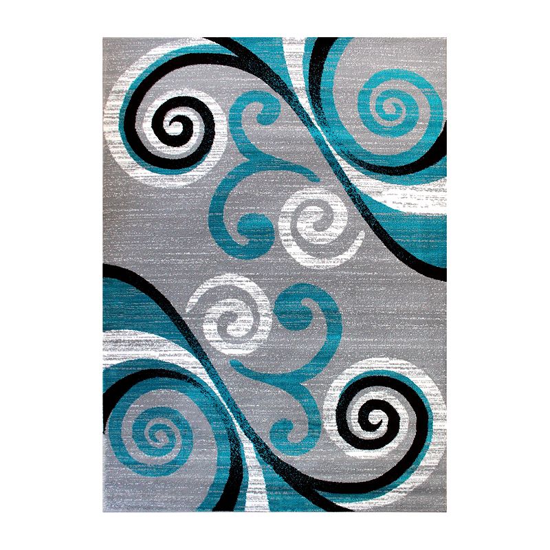 Masada Rugs Masada Rugs Stephanie Collection 6'x9' Area Rug with Modern Contemporary Design in Turquoise， Gray， Black and White - Design 1100