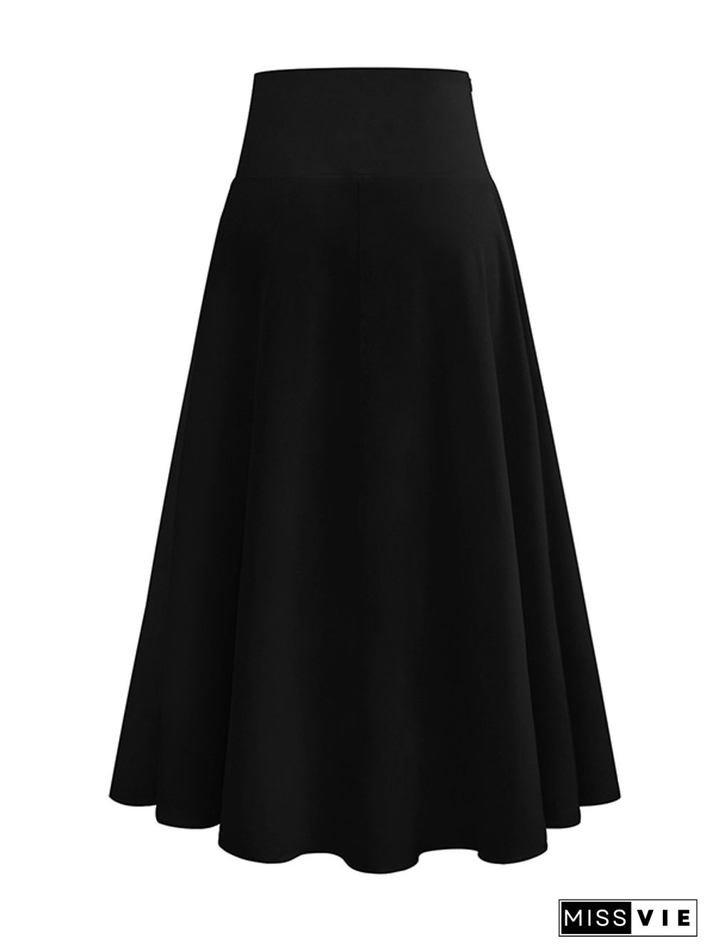 Simple  Asymmetric Split-Front Falbala Solid Color  Skirts Bottoms