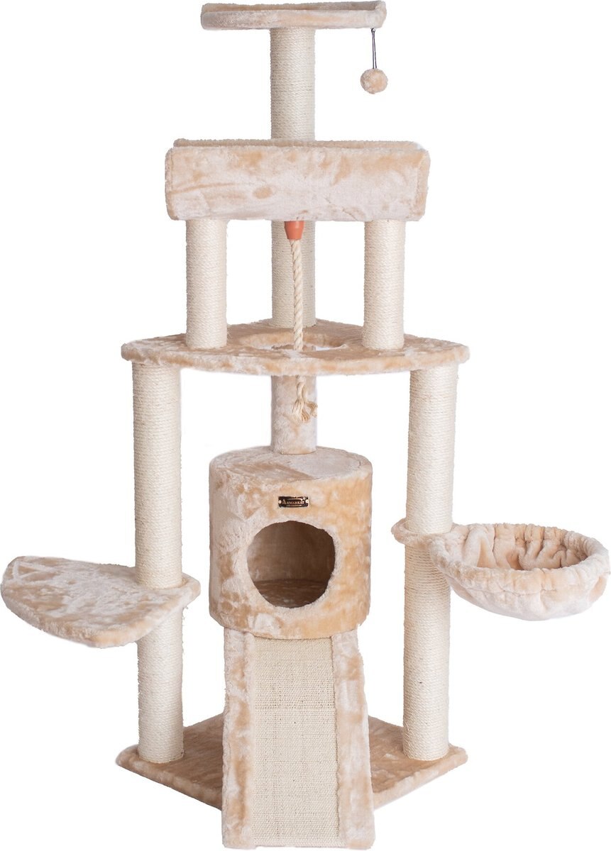 Armarkat 58-in Cat Tower and Ramp Cat Tree， Beige