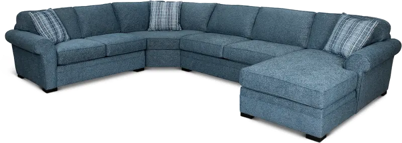 Orion Blue 4 Piece Curved Sectional