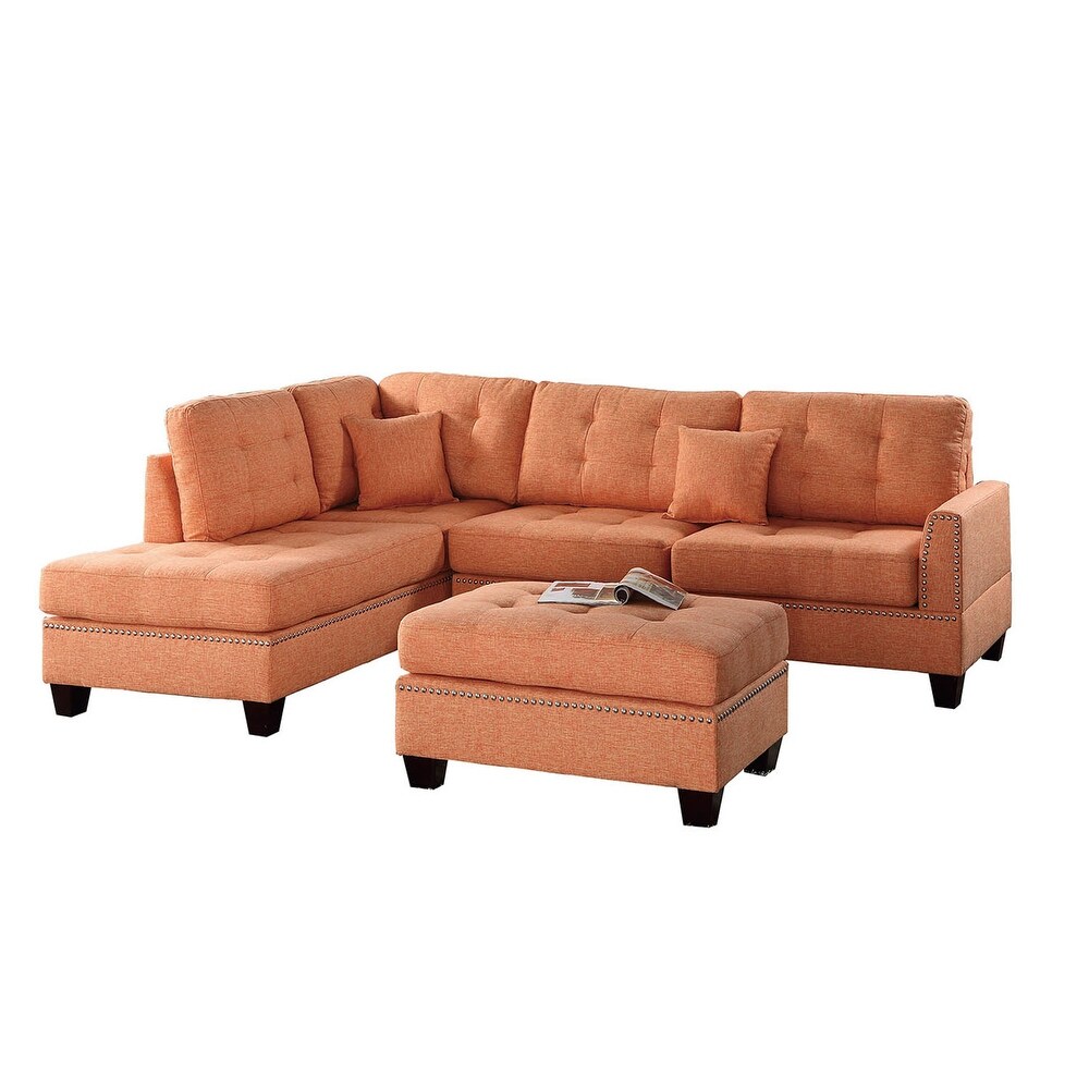 Bobkona Adolph Linen Left or Right Chaise Sectional Set