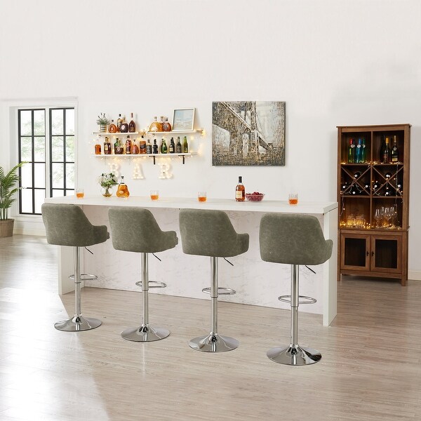 Javlergo Set of 4 Bar Stools Adjustable Counter Height Swivel Barstools with Back and Armrest