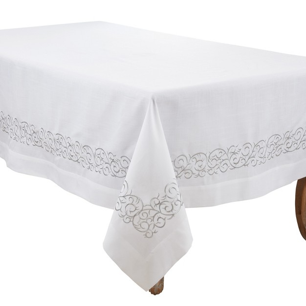 Saro Lifestyle Scroll Tablecloth With Embroidered Design