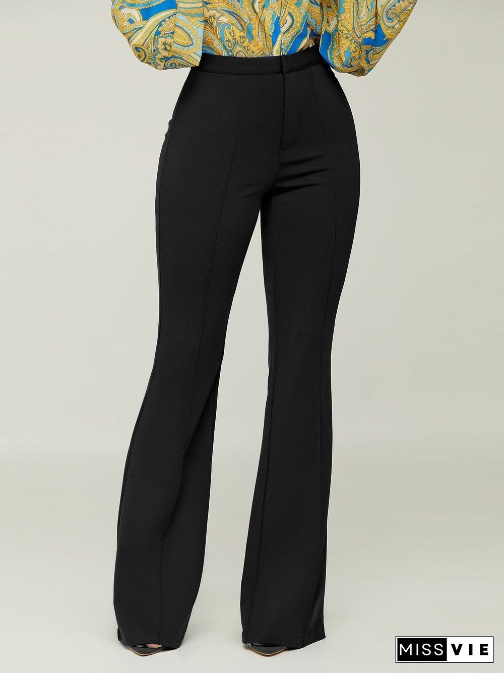 Women'S Pants Solid Slim High Waist Flared Pants