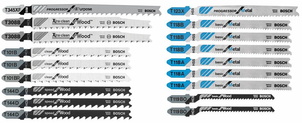 Bosch T Shank Wood and Metal Cutting Jig Saw Blade Set 18pc T18C from Bosch