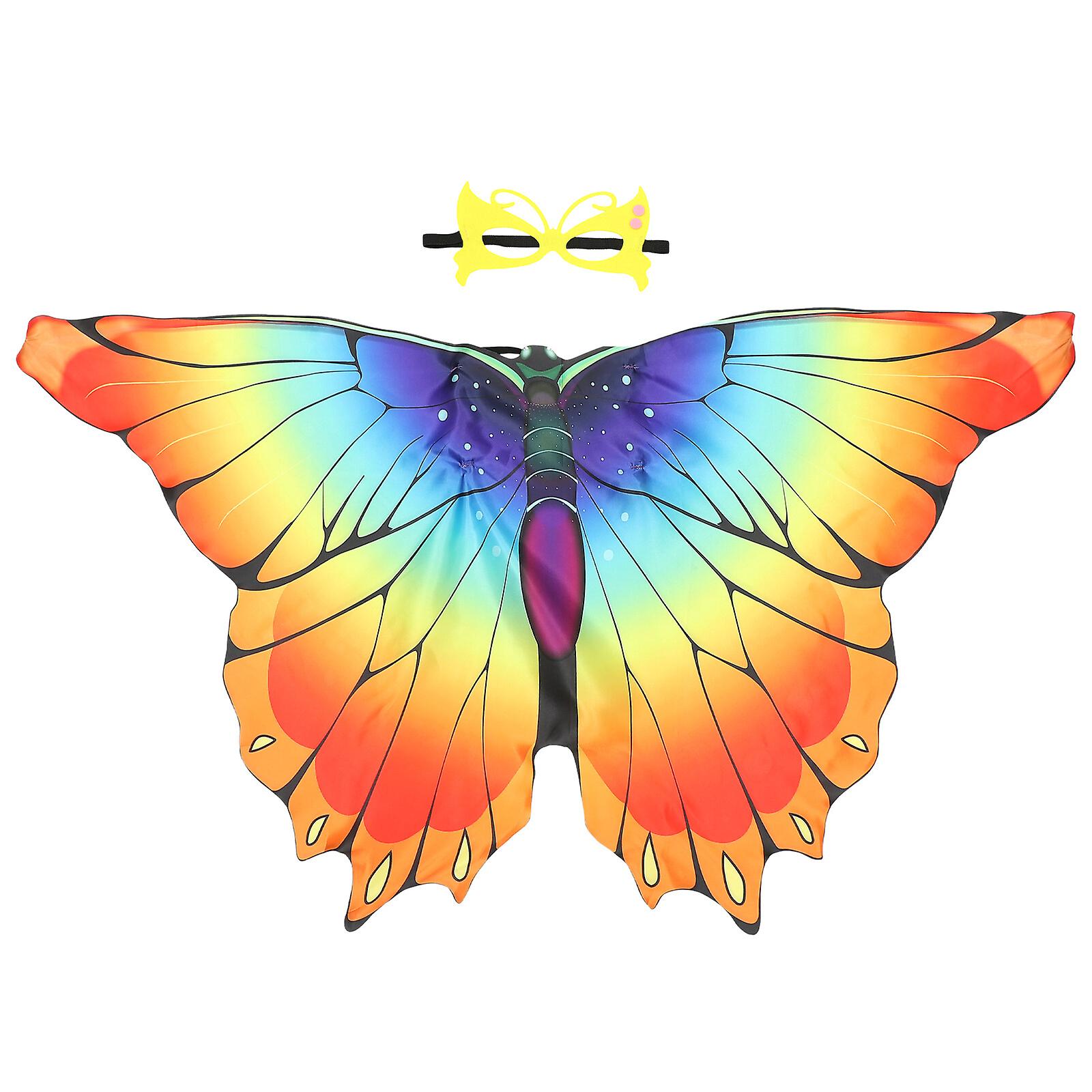 1 Set Of Butterflies Wing Cape Halloween Butterflies Wing With Mask Cosplay Prop Performance Prop