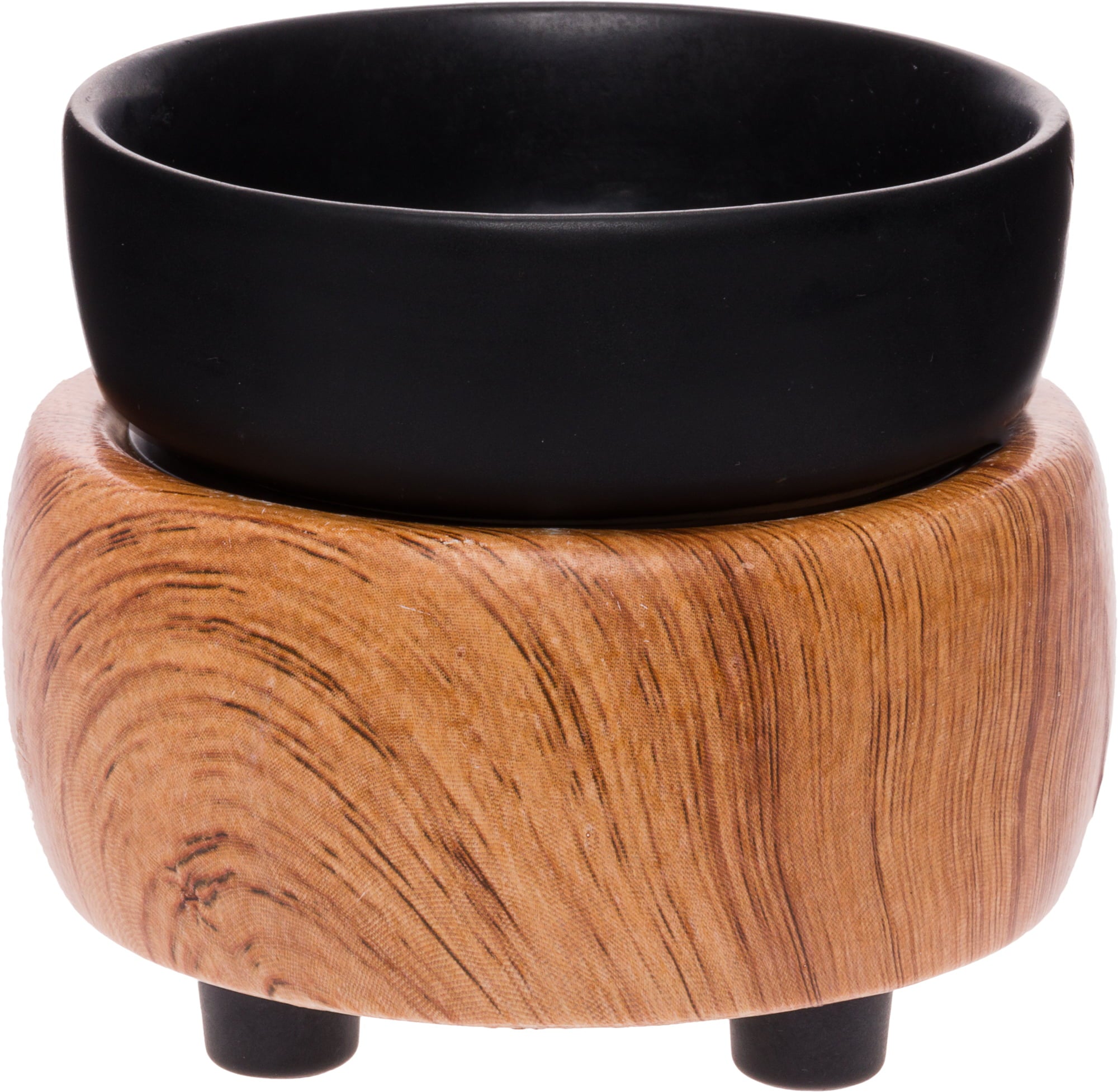 Mindful Design 2-in-1 Candle Warmer for Wax Melts， Tarts， Fragrance Oils - Aromatherapy Electric Decorative Wax Burner for Scented Wax Candles (Modern Wood Grain/Black)