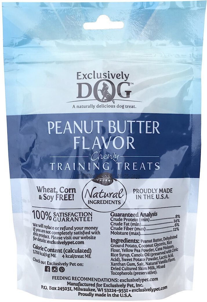 Exclusively Dog Peanut Butter Flavor Training Dog Treats， 7-oz bag