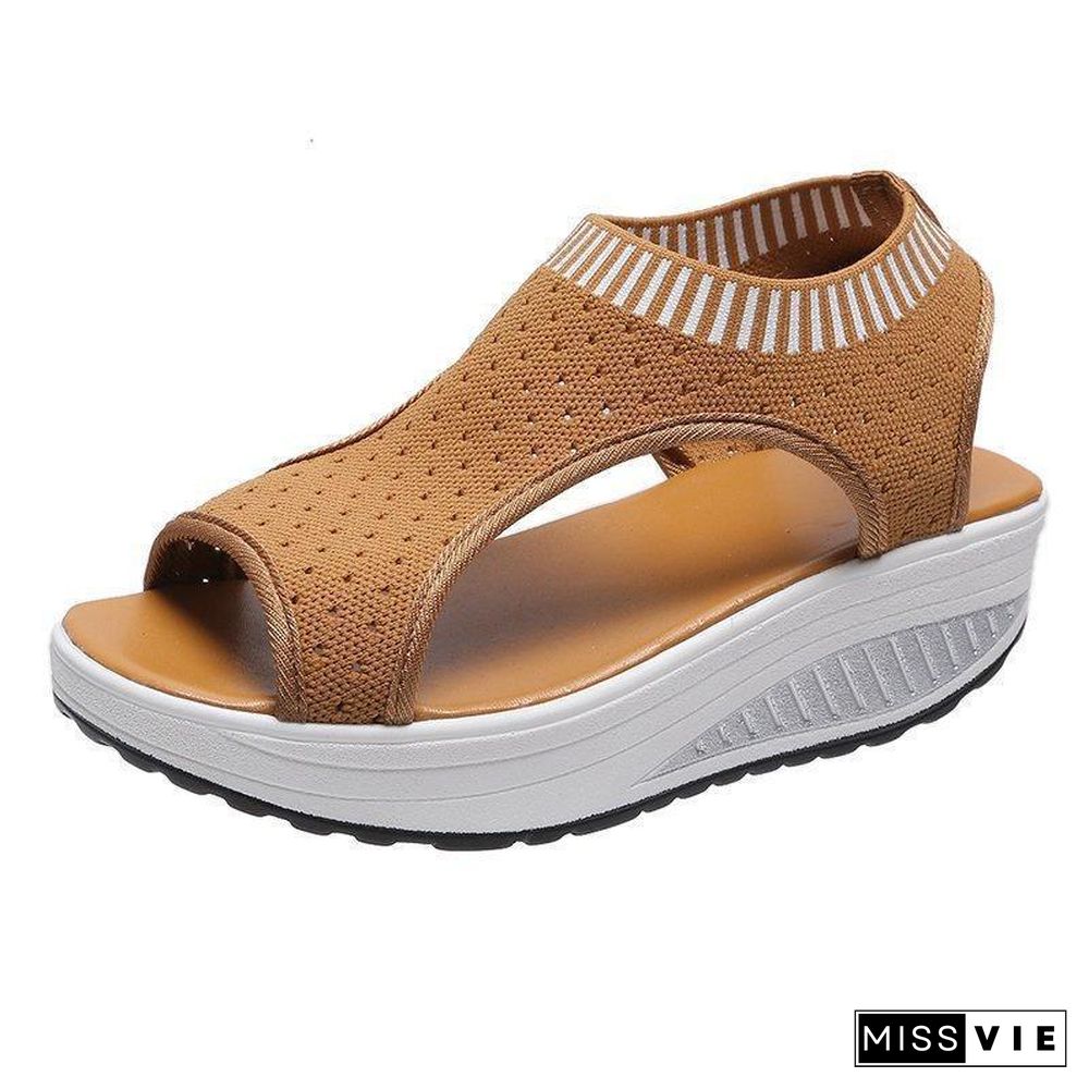 Women Thick-Soled Hollow Flyknit Sandal