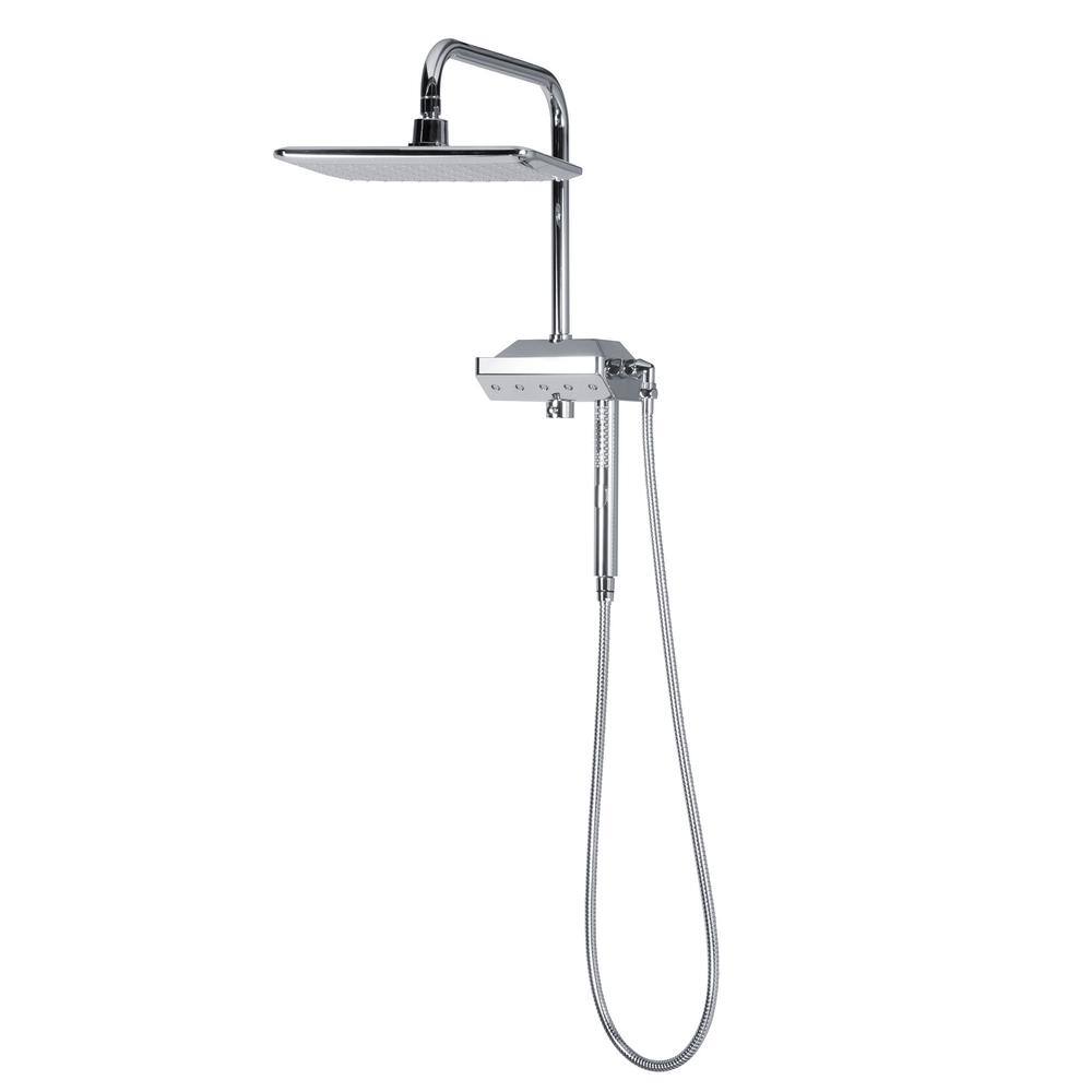 PULSE Showerspas 5-spray 12 in. Dual Shower Head and Handheld Shower Head with Body spray in Chrome 1054-CH