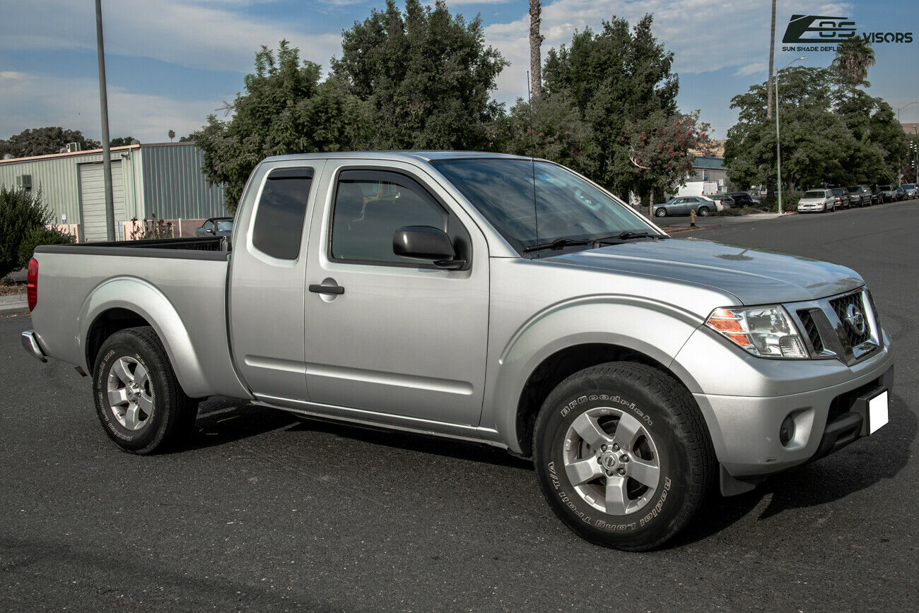 Extreme Online Store Replacement For 2005-Present Nissan Frontier Extended Cab | EOS Visors JDM In-Channel Style SMOKE TINTED Side Vents Rain Guard Window Deflectors DWV-V84_DWV-V85