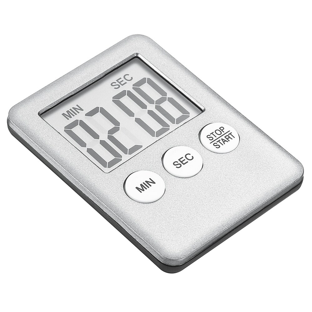 Digital Timer Small Count Down/UP Clock with Magnetic Kitchen Timer Silver Tone   Silver Tone