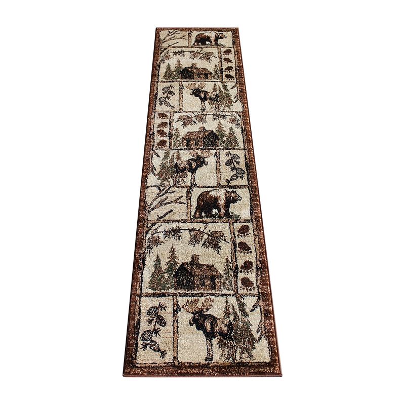 Masada Rugs Masada Rugs 2'x7' Cabin Style Area Rug - Design L362 in Beige