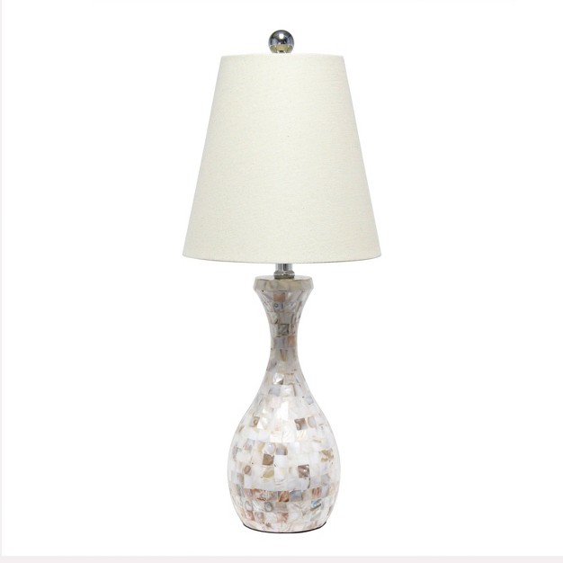 Malibu Curved Mosaic Seashell Table Lamp With Accents White Lalia Home