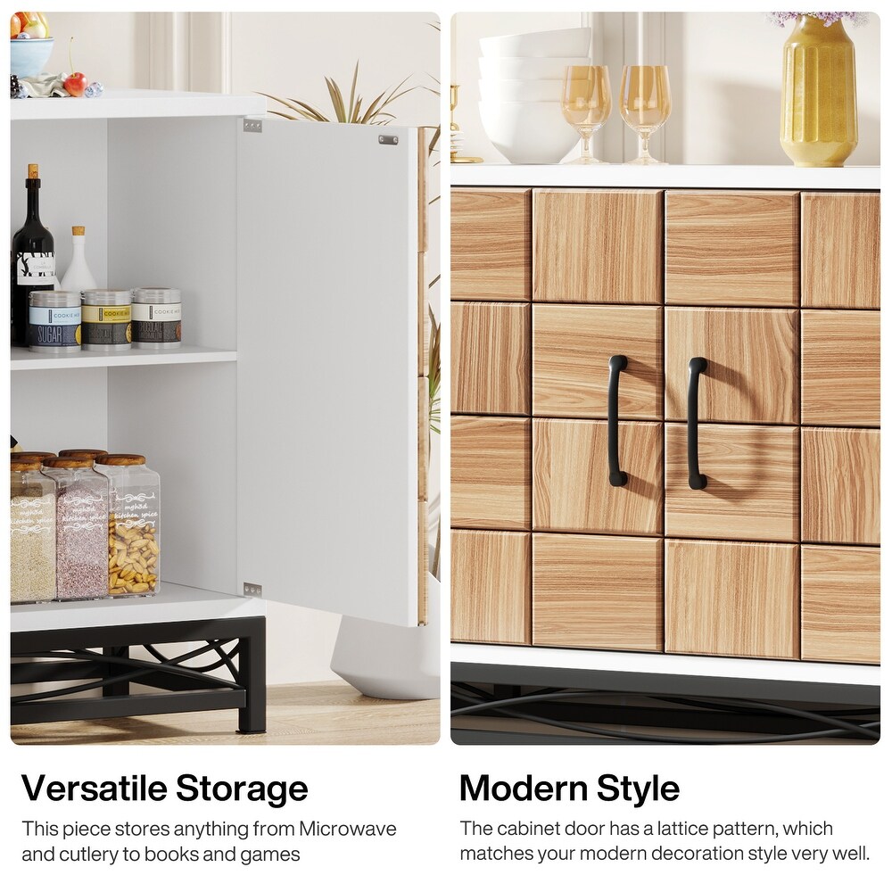 59 inches Modern Style White Buffet Sideboard Storgae Cabinet For Kitchen   Dining Room   55 inch