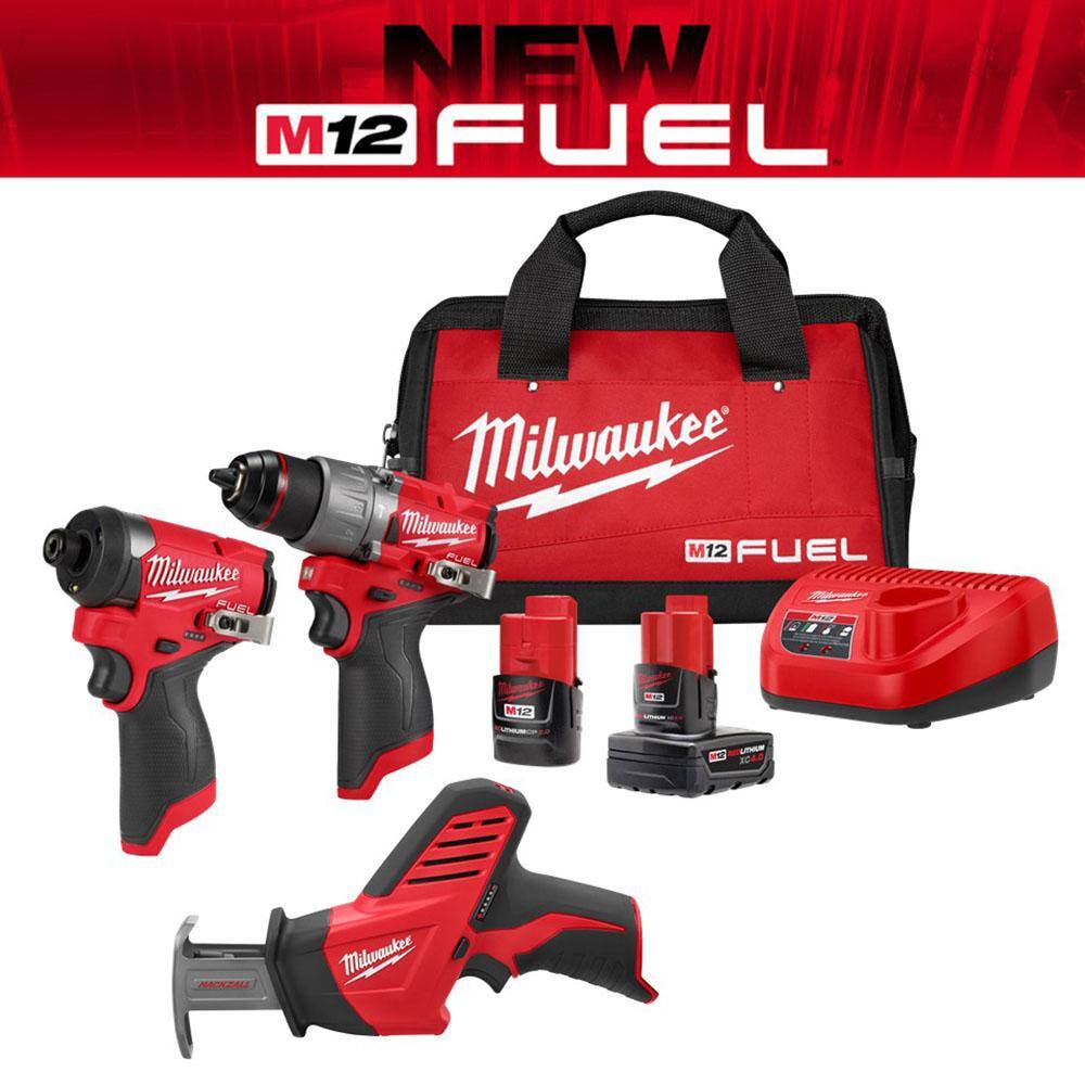 MW M12 FUEL 12-Volt Li-Ion Brushless Cordless Hammer Drill and Impact Driver Combo Kit (2-Tool) with M12 HACKZALL 3497-22-2420-20