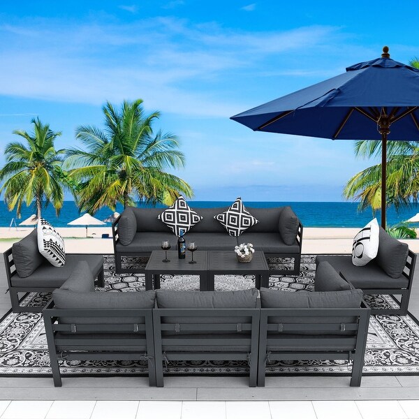 Nicesoul Luxury Patio Aluminum Sofa Conversation Furniture Set with Coffee Table