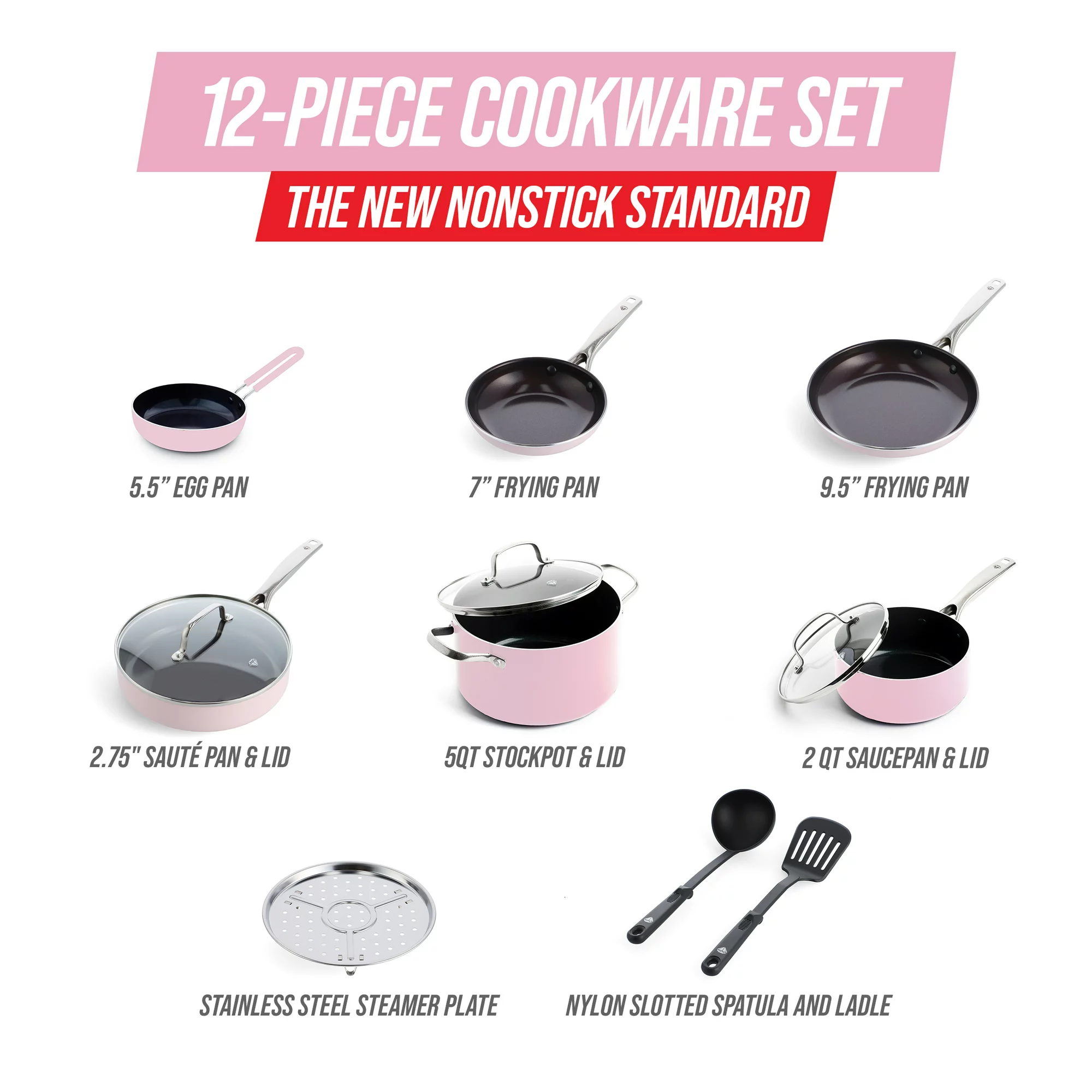 Blue Diamond Pink Diamond 12pc Cookware Set