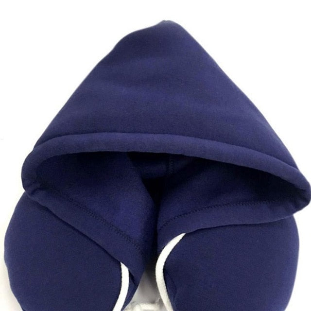 Travel Hooded U Shaped Pillow Cushion Head Rest Neck Support Eye Mask