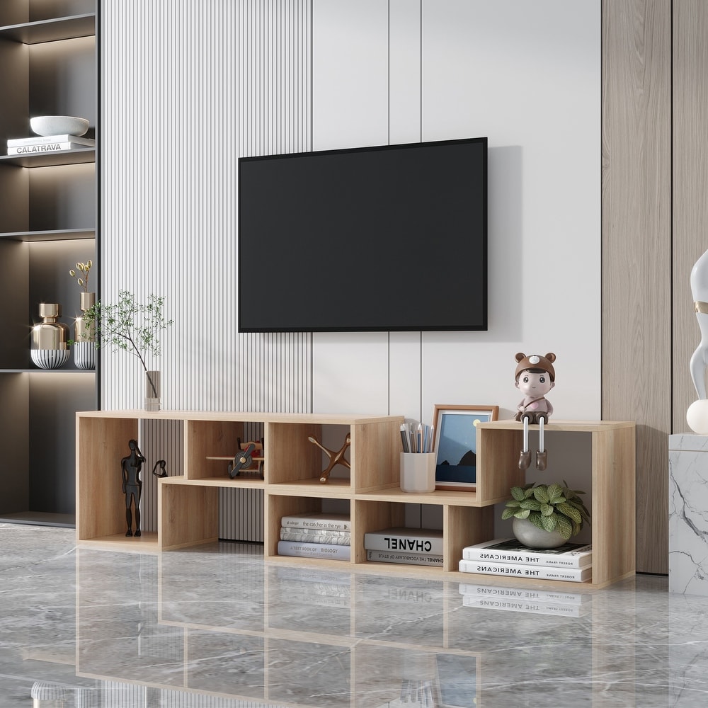 Double L Shaped Oak Stand Display Shelf Bookcase