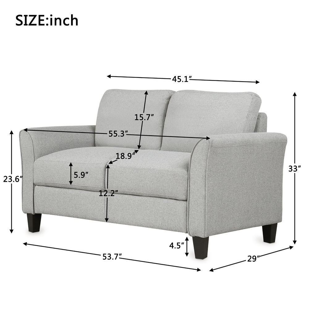 Sturdy Love Seat Sofa with Soft Linen Cushions