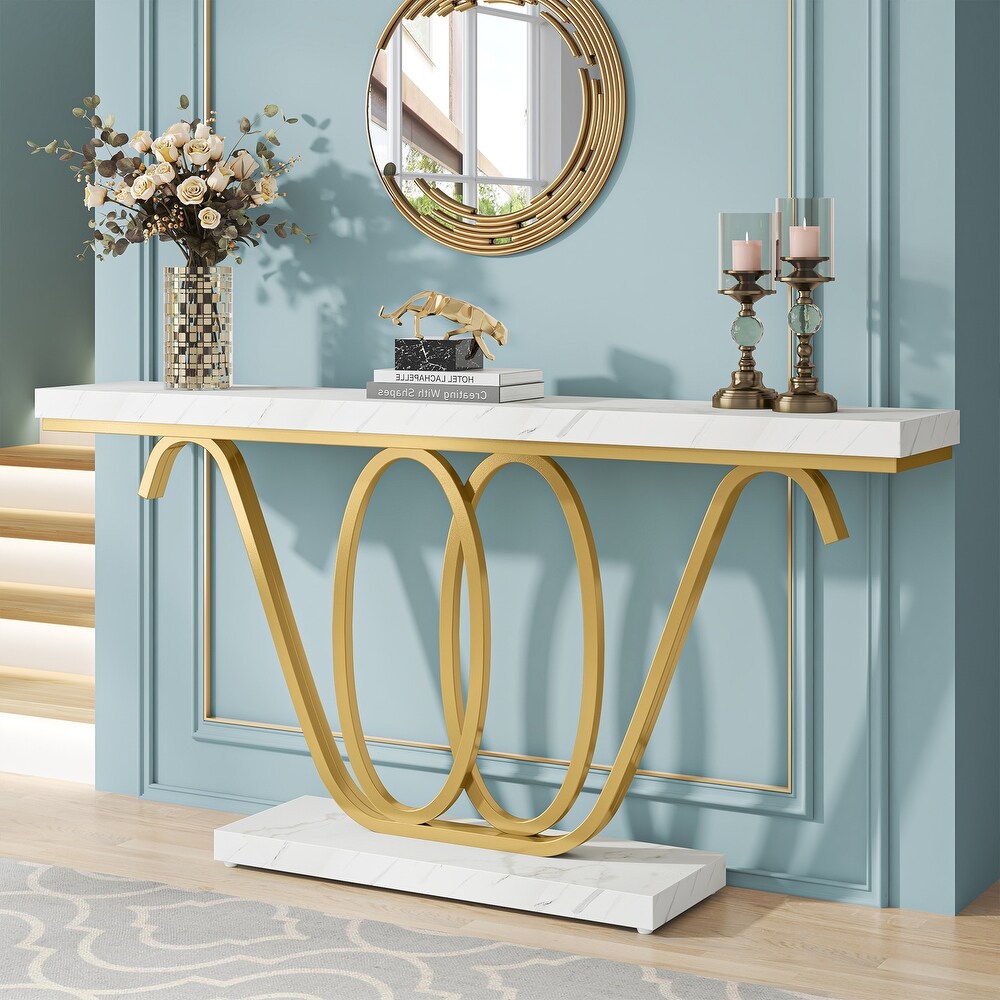 55 Inch Console Table  Gold Entryway Table Sofa Table Foyer Table