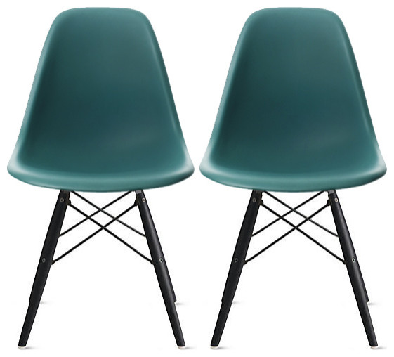 Modern Plastic Eiffel Chairs Dining Chair Black Wood Legs  Set of 2   Midcentury   Dining Chairs   by Daniel Ng  Houzz