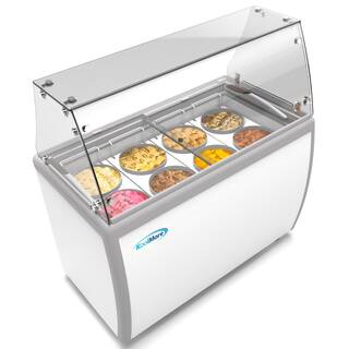 Koolmore 50 in. 8 Tub Ice Cream Dipping Cabinet Display Freezer with Sliding Glass Door and Sneeze Guard KM-ICD-49SD-FG