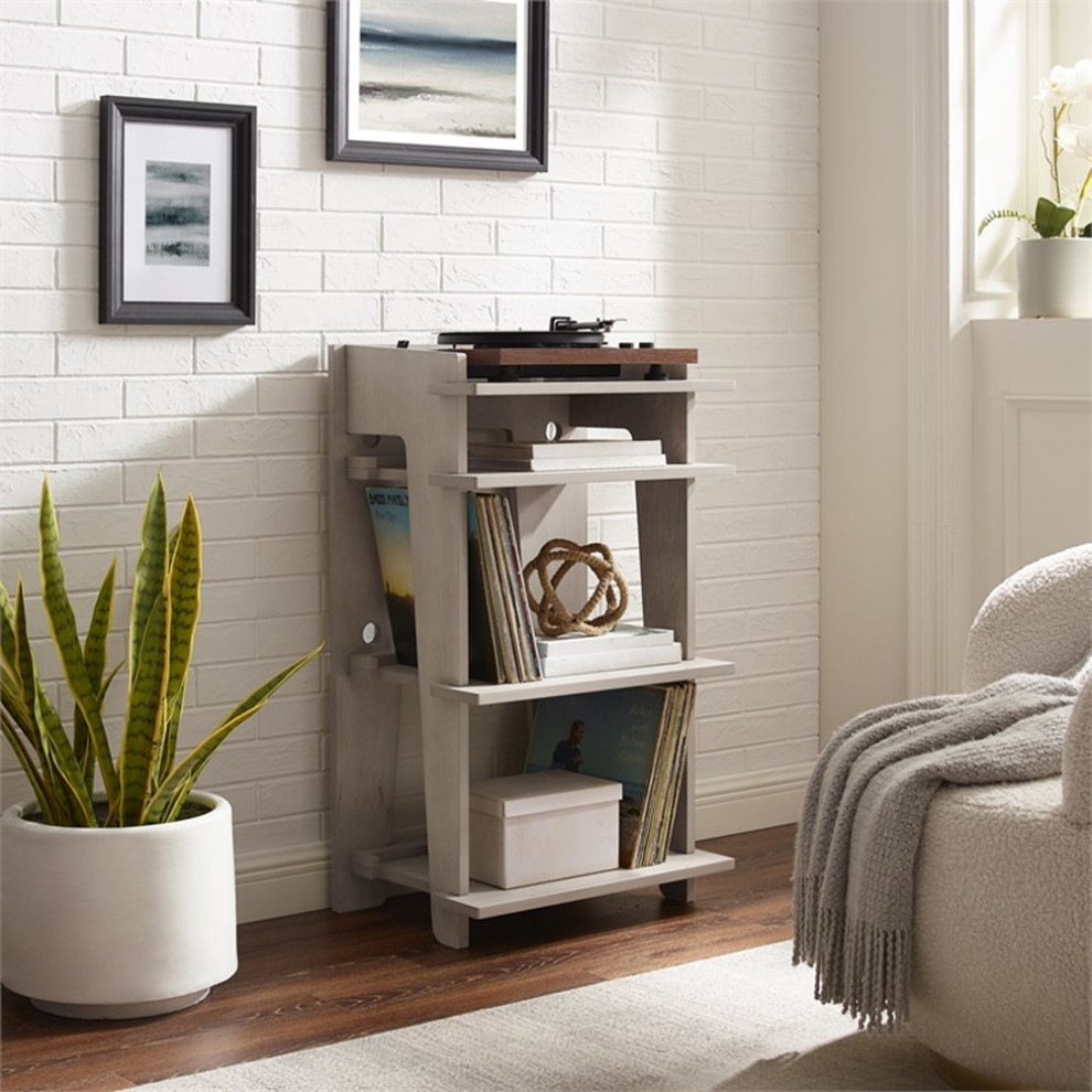 Crosley Furniture Soho MDF Wood and Birch Veneer Turntable Stand in Gray   Transitional   Media Cabinets   by Homesquare  Houzz