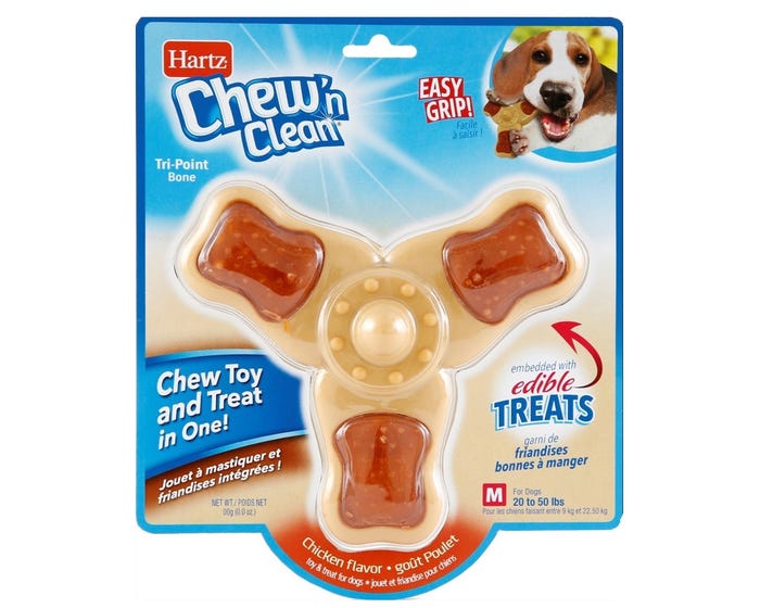 Hartz Chew N Clean Tri Point Bone， Medium，  1 Count - 12005