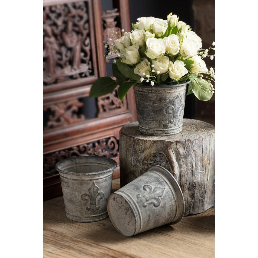 6pcs set Metal and Zinc Finish Fleur de Lis Flower Pot   4.6\