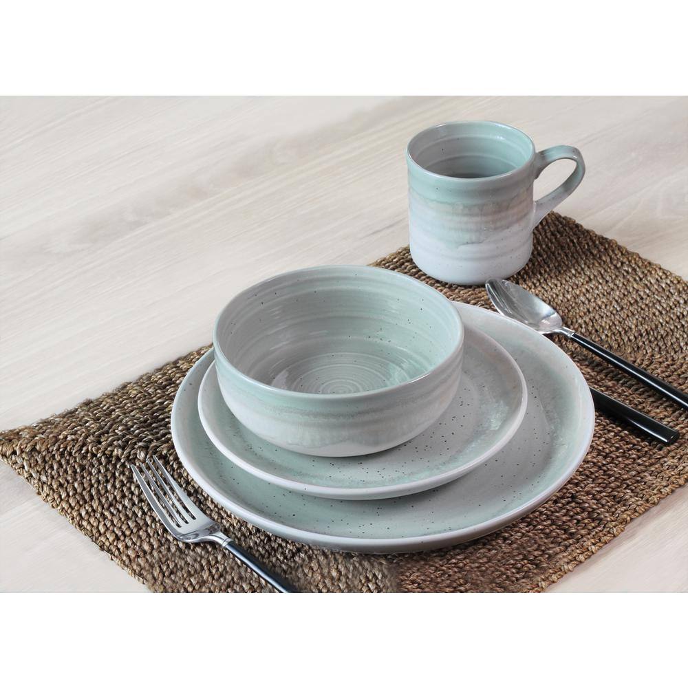 BAUM Hearth 16-Piece Casual Seafoam Ceramic Dinnerware Set (Service for 4) HEA16SF