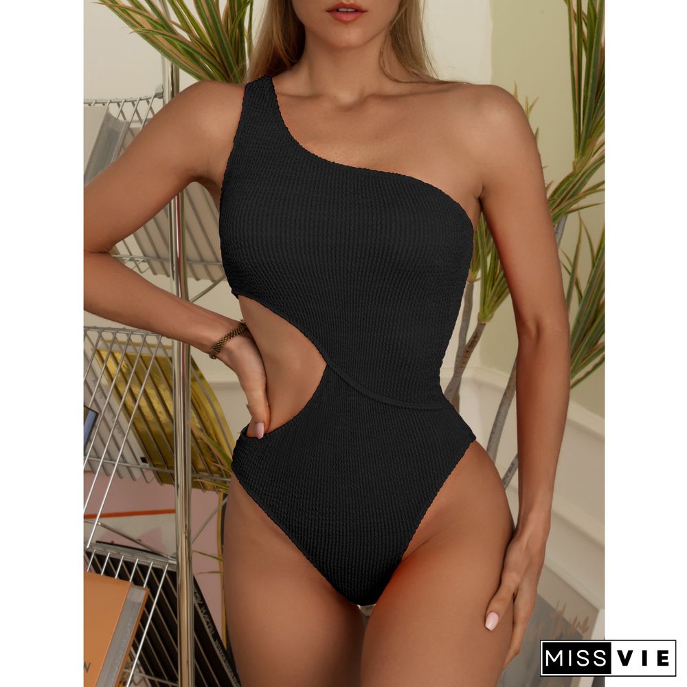 Wrinkle Sexy One-piece Shoulder Off Bikini