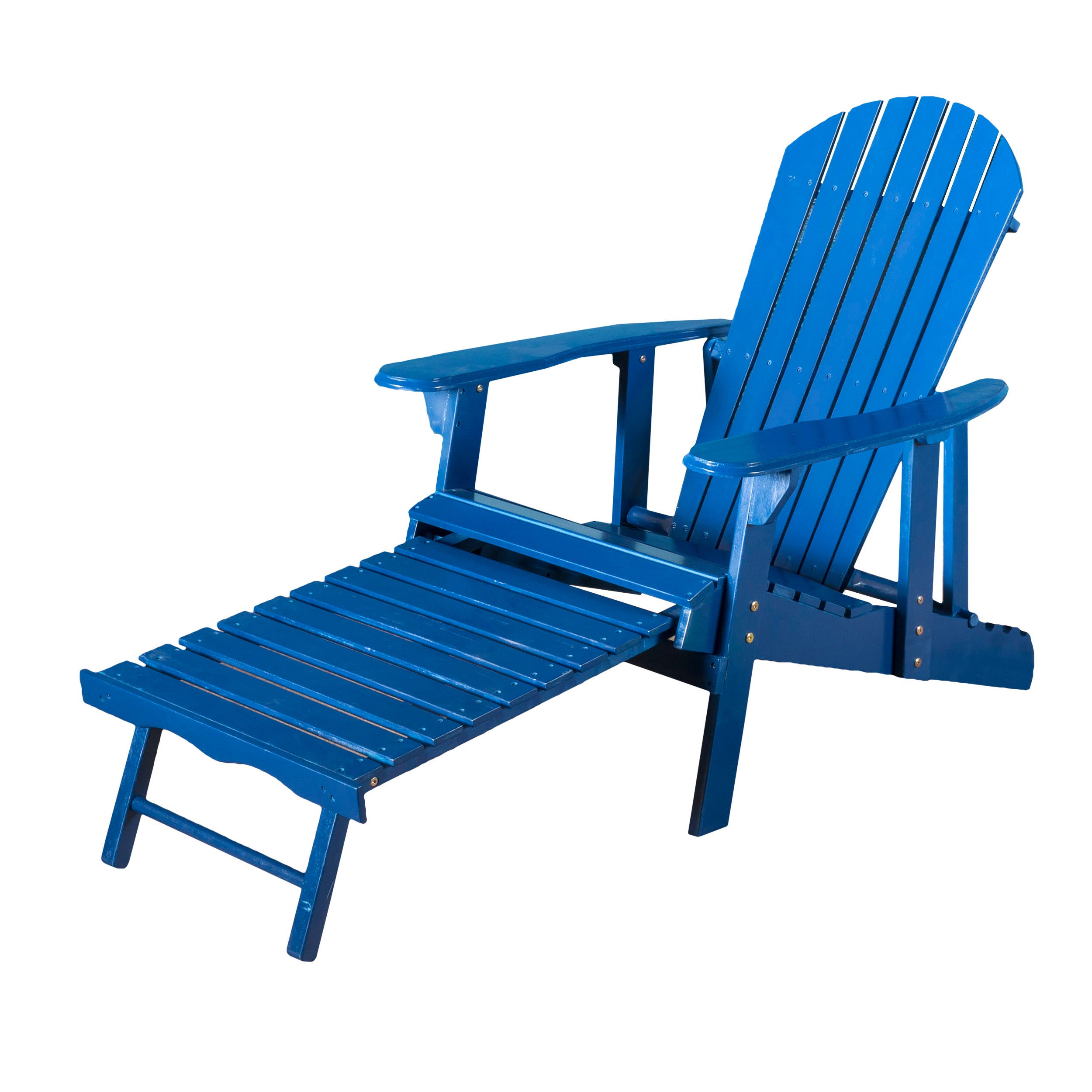 Katherine Outdoor Acacia Wood Adirondack Recliner With Pull Out Footrest