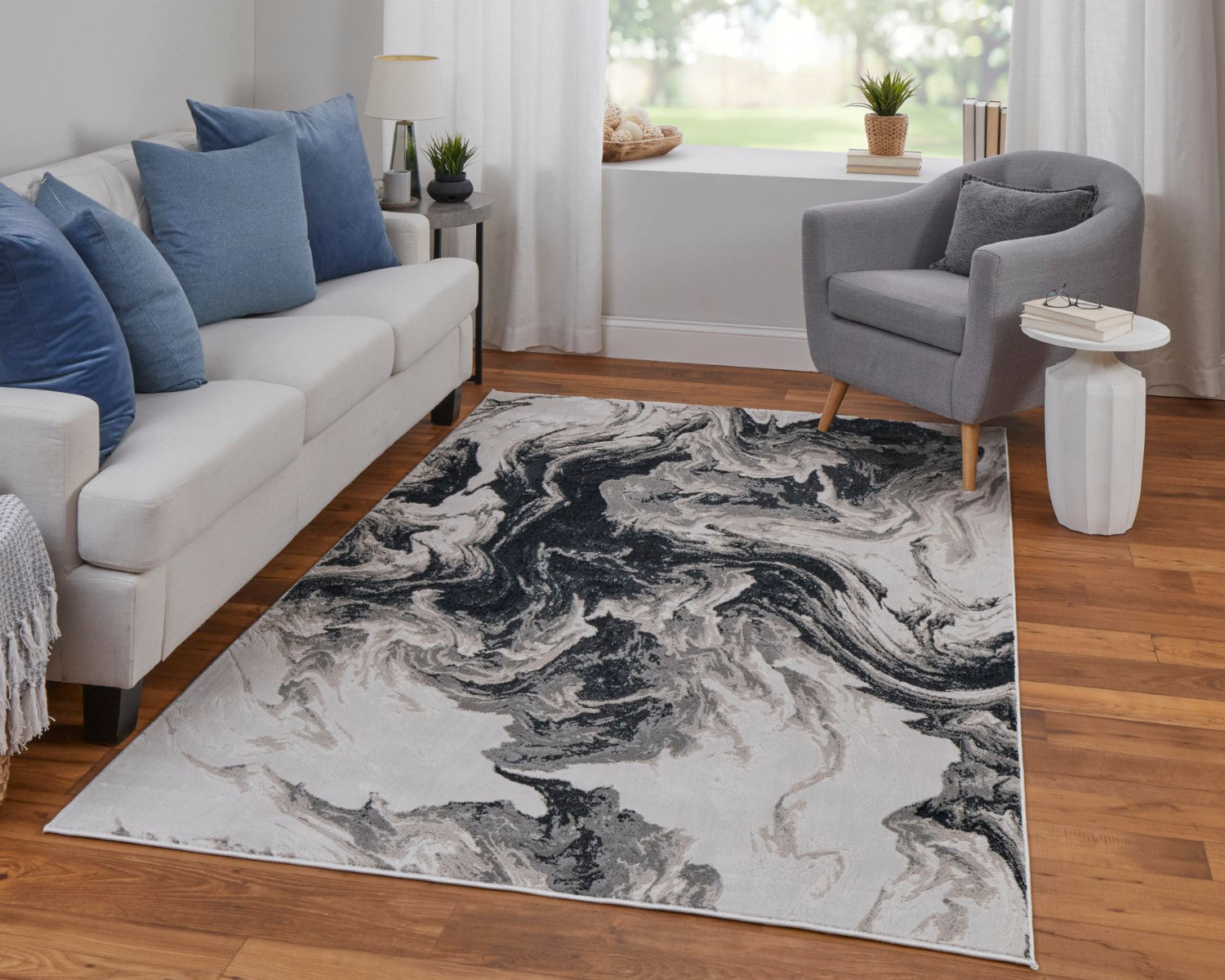 Orin Abstract Ivory/Black/Taupe Rug