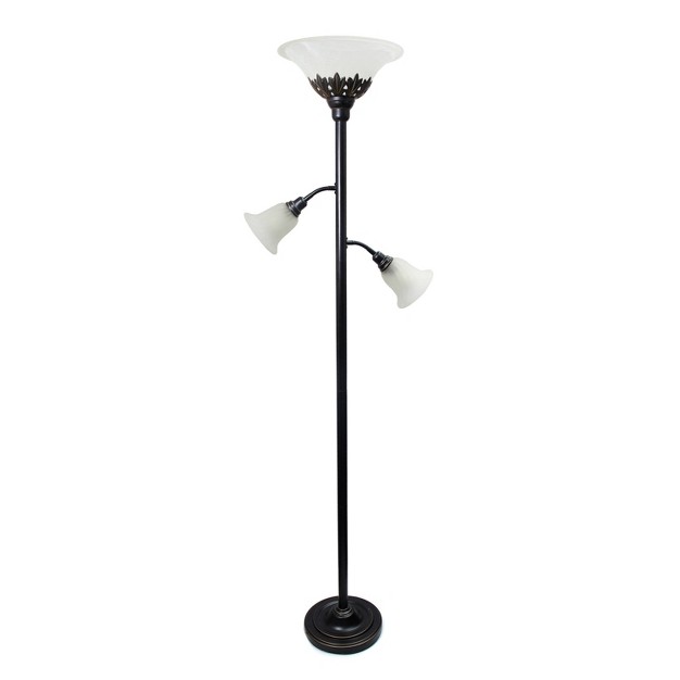 3 light Floor Lamp With Scalloped Glass Shade Elegant Designs